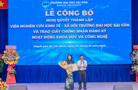 LỄ CÔNG BỐ NGHỊ QUYẾT THÀNH LẬP VIỆN NGHIÊN CỨU KINH TẾ – XÃ HỘI TRƯỜNG ĐẠI HỌC SÀI GÒN VÀ TRAO GIẤY CHỨNG NHẬN ĐĂNG KÝ HOẠT ĐỘNG KHOA HỌC VÀ CÔNG NGHỆ